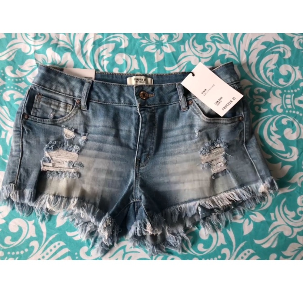 FOREVER 21 Low Rise Distressed Shorts